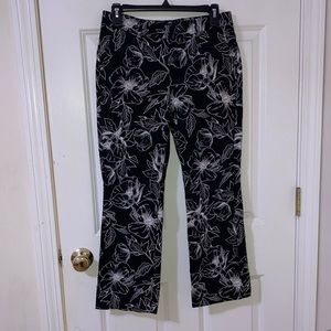 The Flare Crop pants b/w floral print Cotton